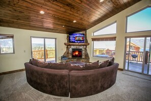 Smart TV, fireplace, table football, ping pong