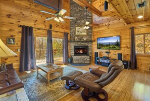 TV, fireplace, DVD player