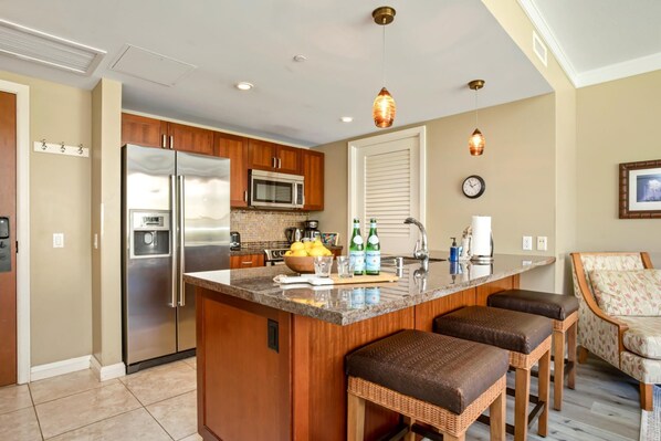 Fridge, microwave, oven, dishwasher