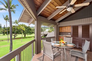 Outdoor dining - 🏖️Keauhou Bay Ocean & Golf View Condo | 3 Lanais at Kanaloa at Kona (Kailua Kona)