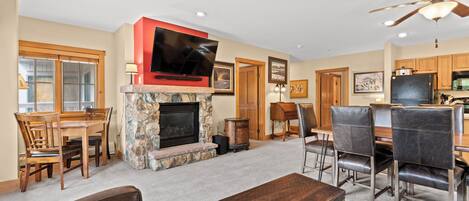 TV, fireplace, DVD player