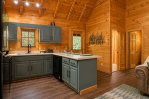 Private kitchen - Cozy 1BR cabin in Pigeon Forge with hot tub, fireplace, arcade, pool access. (Pigeon Forge)