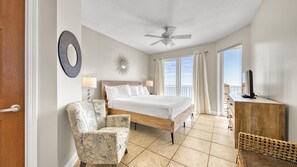 Master Bedroom with fabulous gulf views.  King bed.