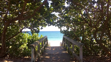 Playa en los alrededores, camastros y toallas de playa