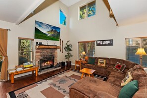 TV, fireplace, DVD player, table football