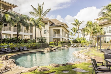 Relax by the private resort style pool of The Villas at Po'ipu Kai.