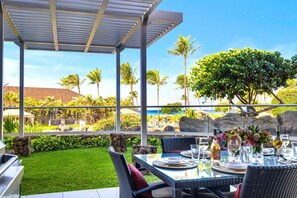 Outdoor dining - KBM Resorts | FREE CAR | Honua Kai Hokulani | Oceanfront | 3-Bedroom Ground Floor Condo! HKH-150 (Lahaina)
