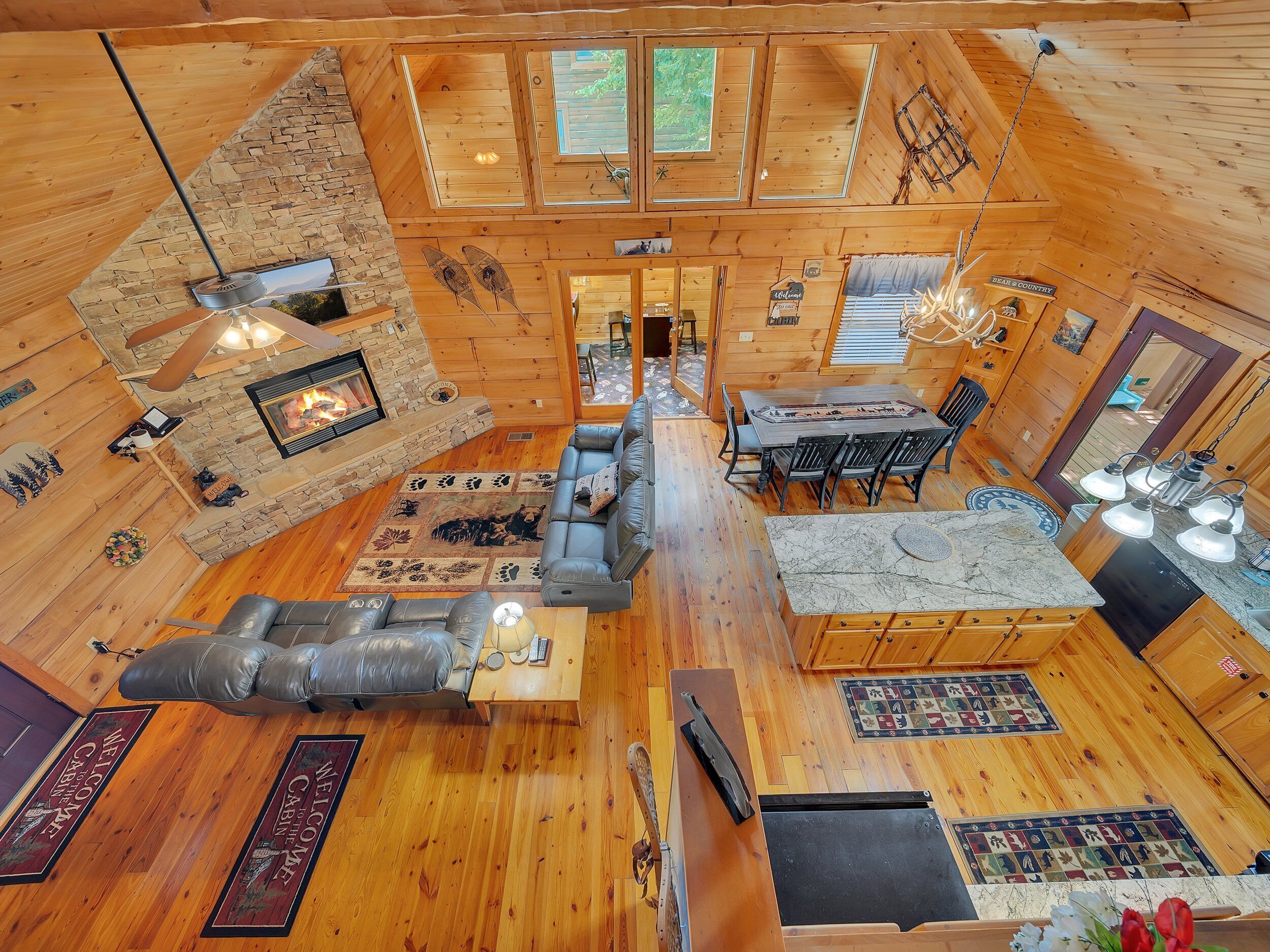 TV, fireplace, video games, DVD player
