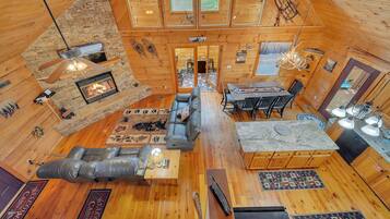TV, fireplace, video games, DVD player