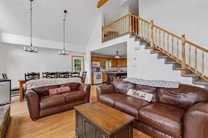 Smart TV, fireplace, video games, DVD player