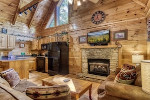 TV, fireplace, DVD player