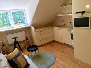 City Apartment, 1 Bedroom, Courtyard View, Courtyard Area | Private kitchen | Fridge - Salome OLD TOWN apartments (Vilnius)
