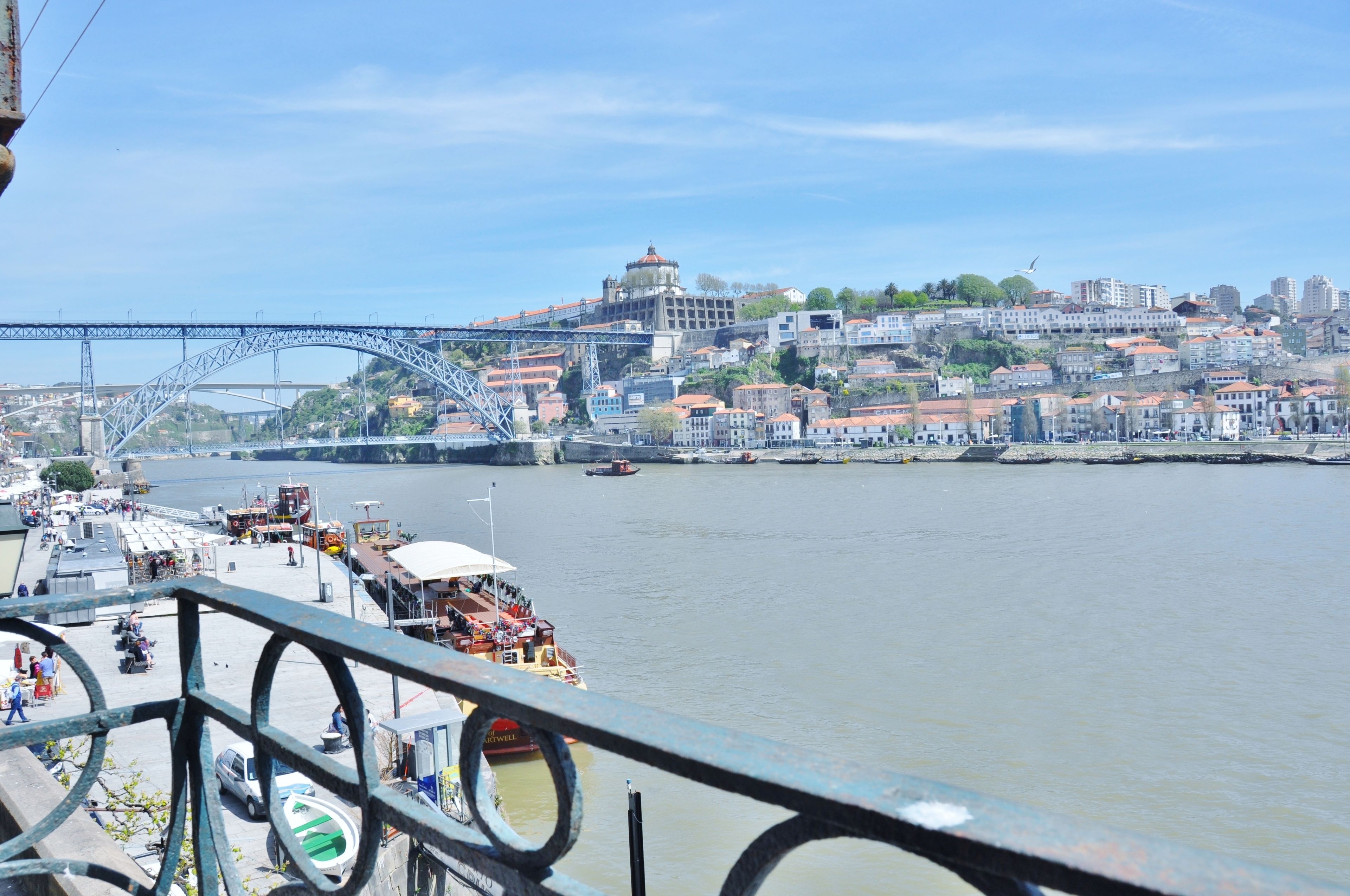 A river with a bridge and buildings in the background.