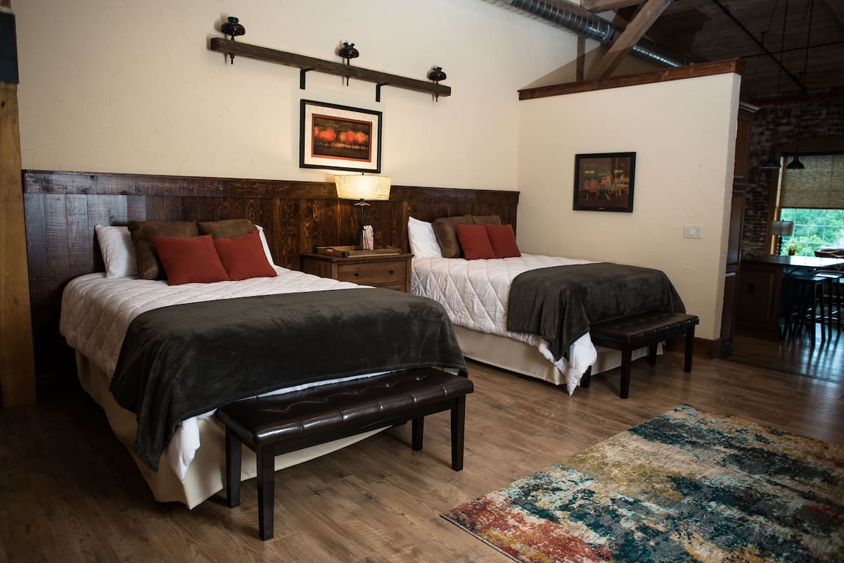 Luxury Suite, 2 Queen Beds | Premium bedding, minibar, desk, iron/ironing board