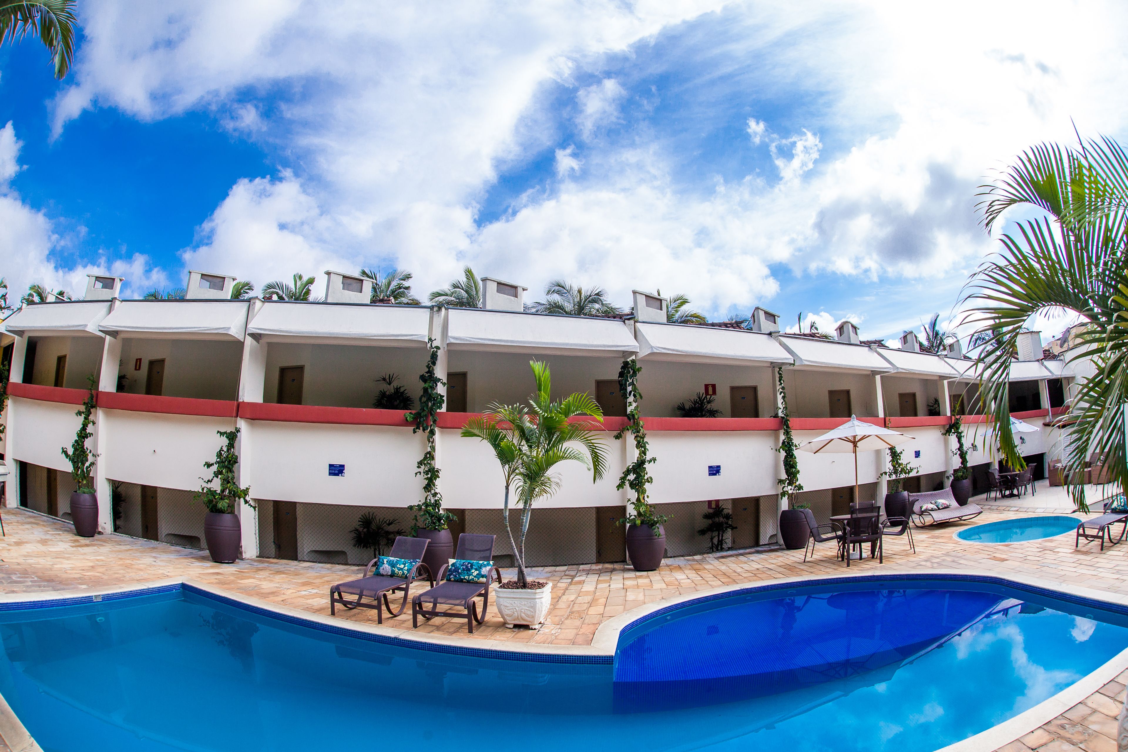 outdoor pool, pool loungers