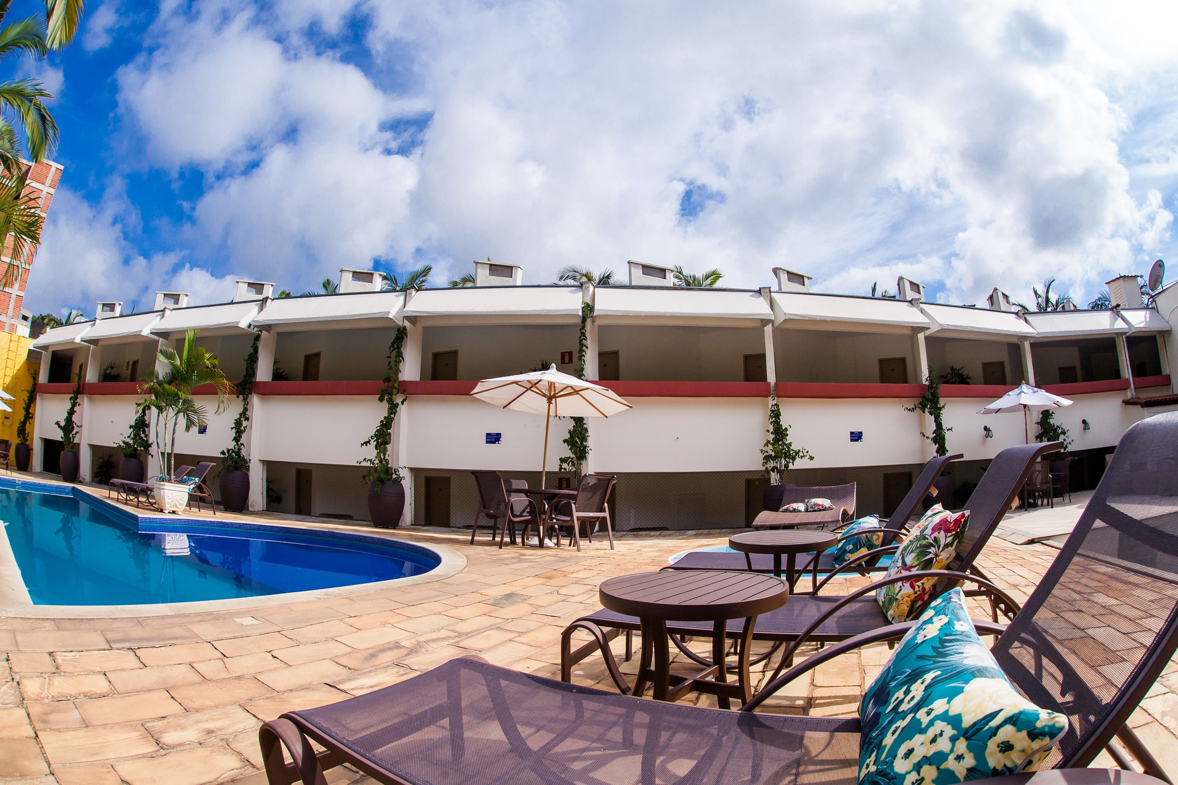 outdoor pool, pool loungers