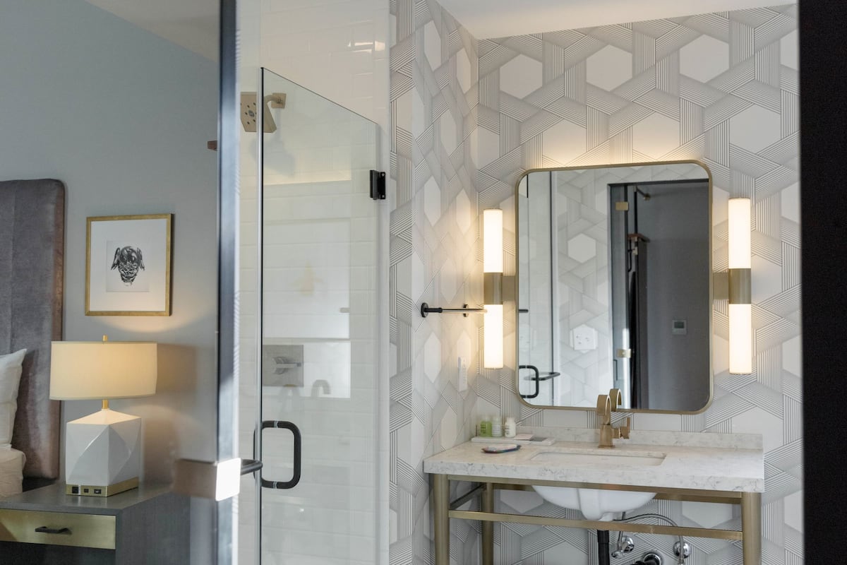 room, 1 king bed | bathroom | shower, free toiletries, hair dryer, bathrobes