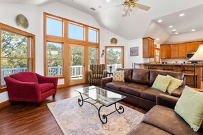 TV, fireplace, DVD player, foosball