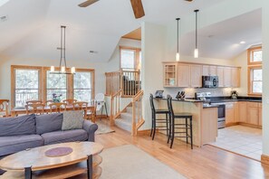 TV, fireplace, DVD player, foosball