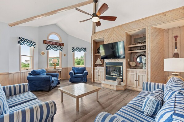 TV, fireplace, DVD player