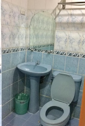 Shower, hair dryer, slippers, towels - La Brea Inn (Baguio)