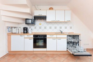 Fridge, microwave, oven, dishwasher