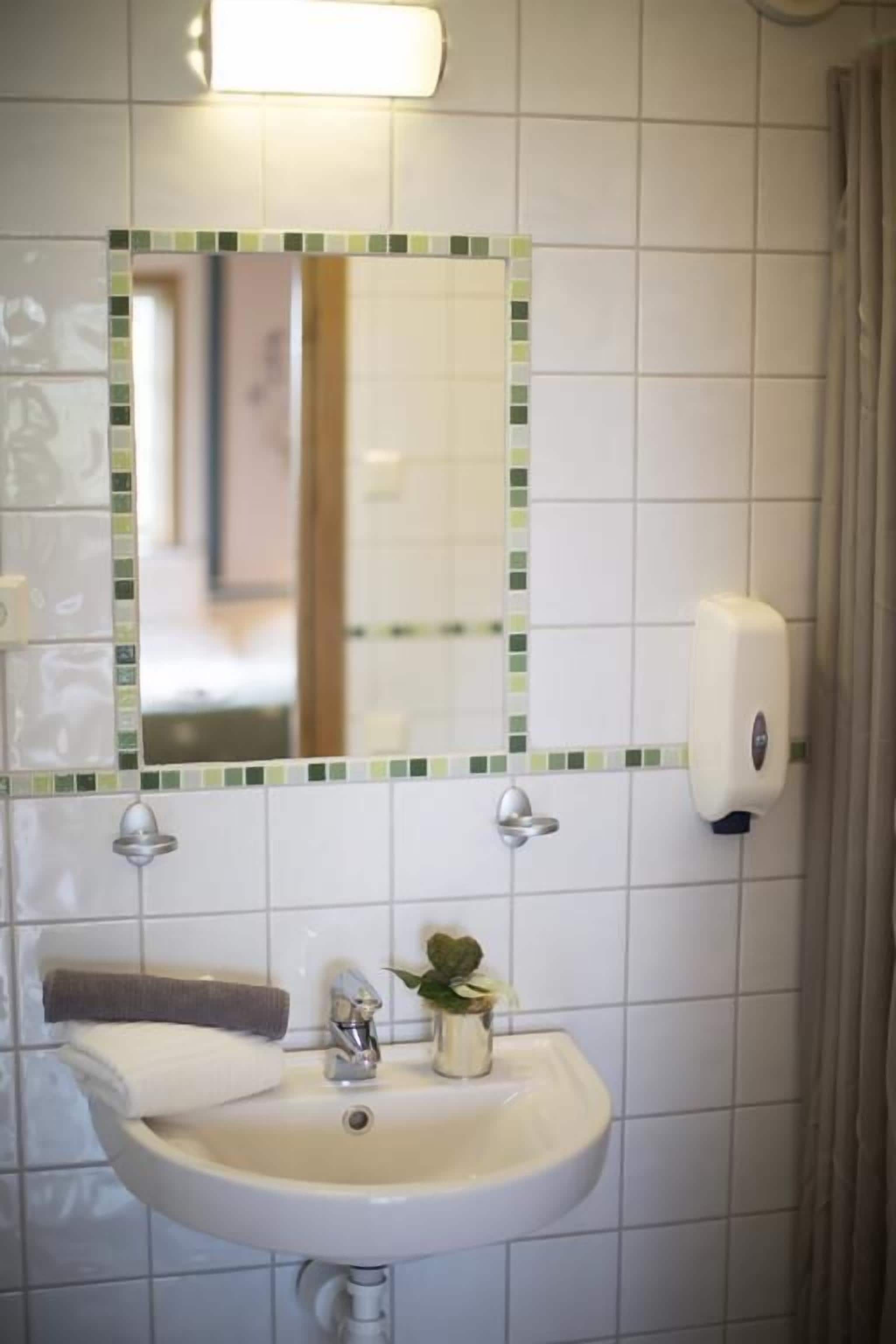 twin room | bathroom | shower, free toiletries, hair dryer, towels