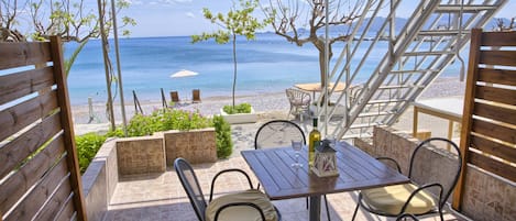 Deluxe Apartment, 1 Bedroom, Terrace, Sea View | Terrace/patio