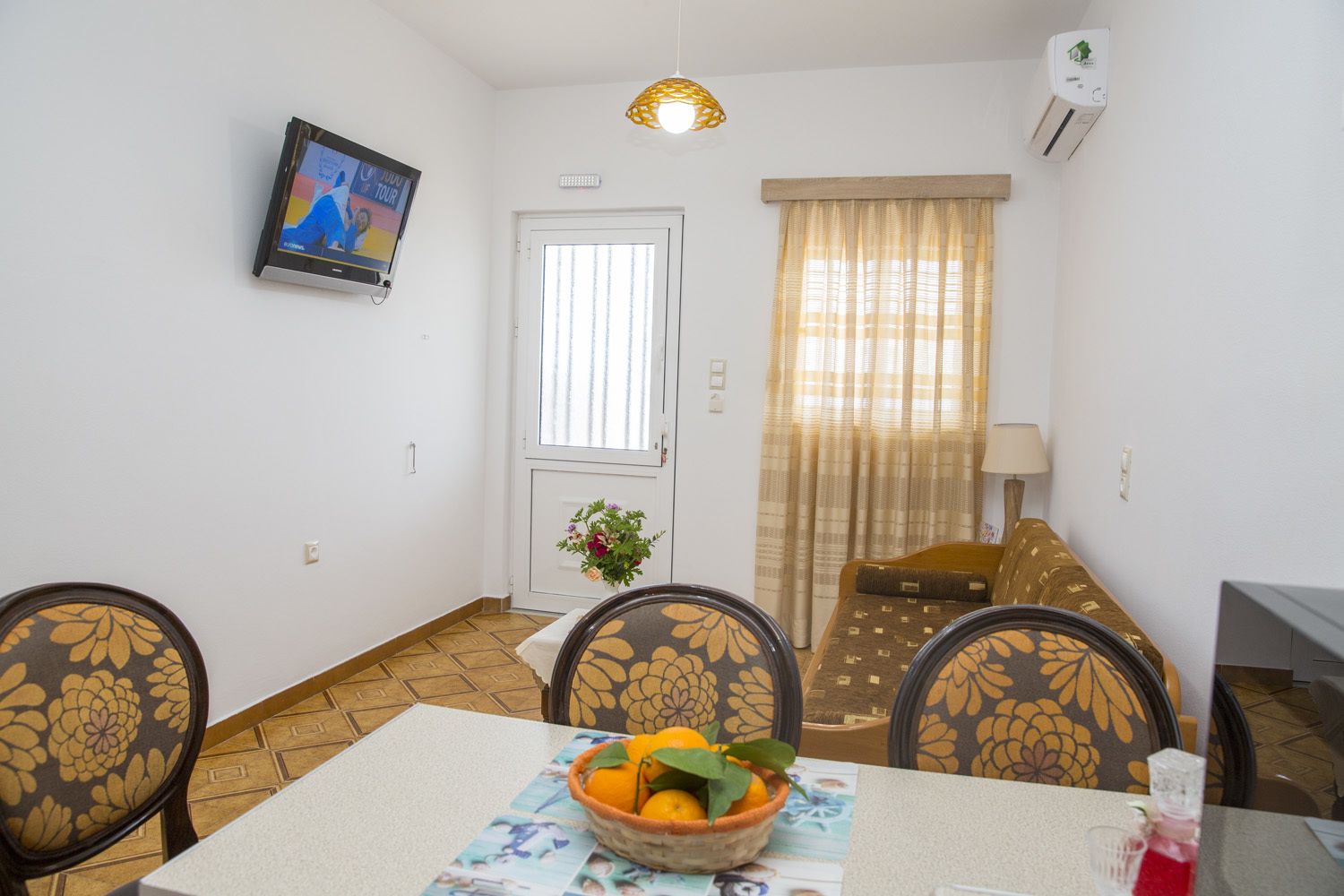 Deluxe Apartment, 1 Bedroom, Terrace, Sea View | Living area | 32-inch flat-screen TV with satellite channels, TV