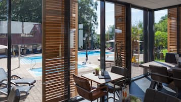 Outdoor pool, sun loungers