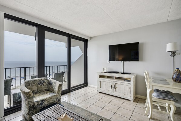 Flat-screen TV, DVD player