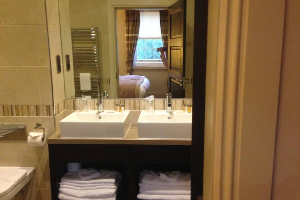 free toiletries, hair dryer, towels