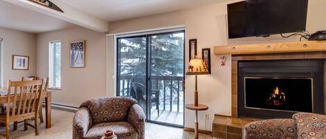 TV, fireplace, DVD player