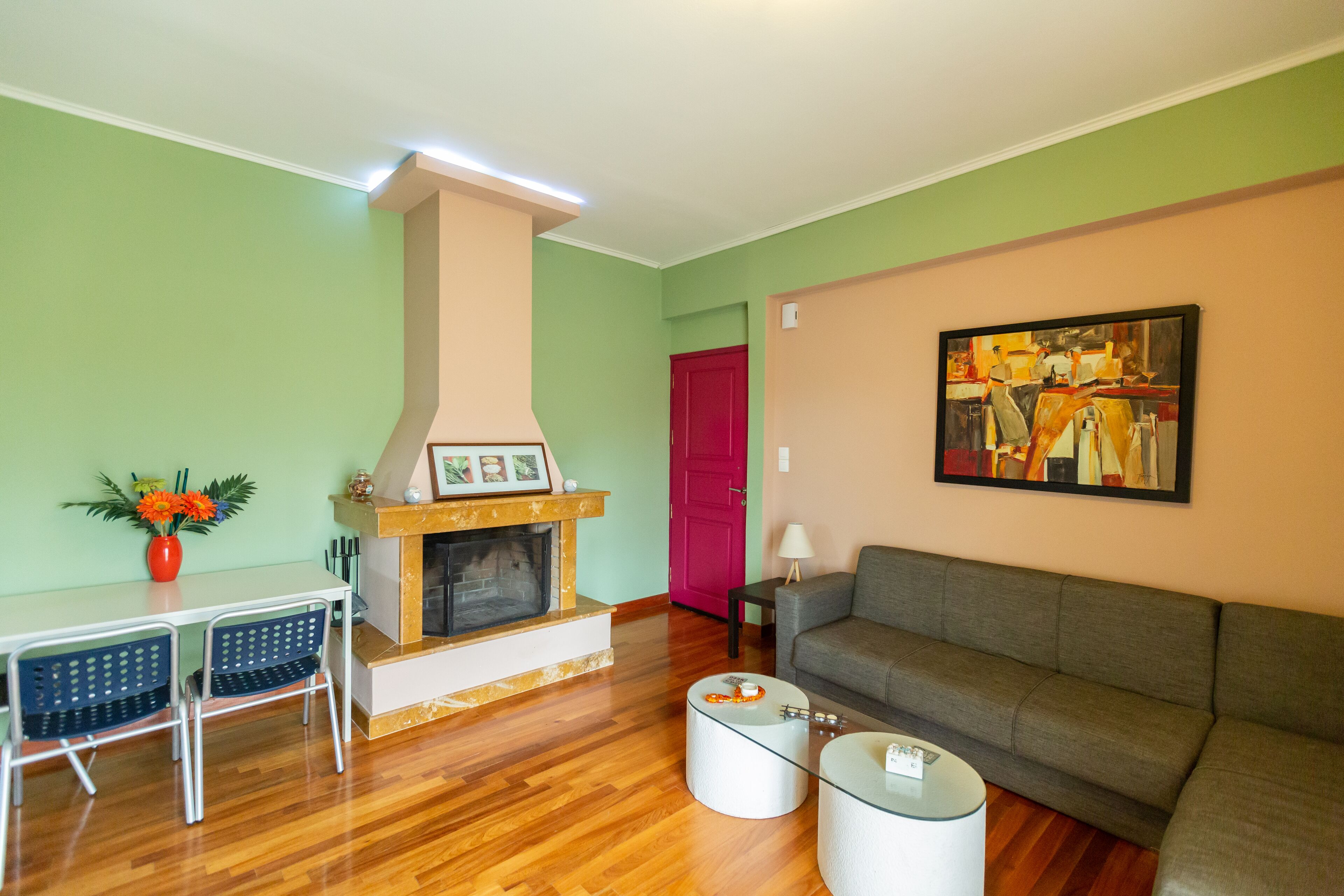 apartment, mountain view (triple studio) | living area | plasma tv