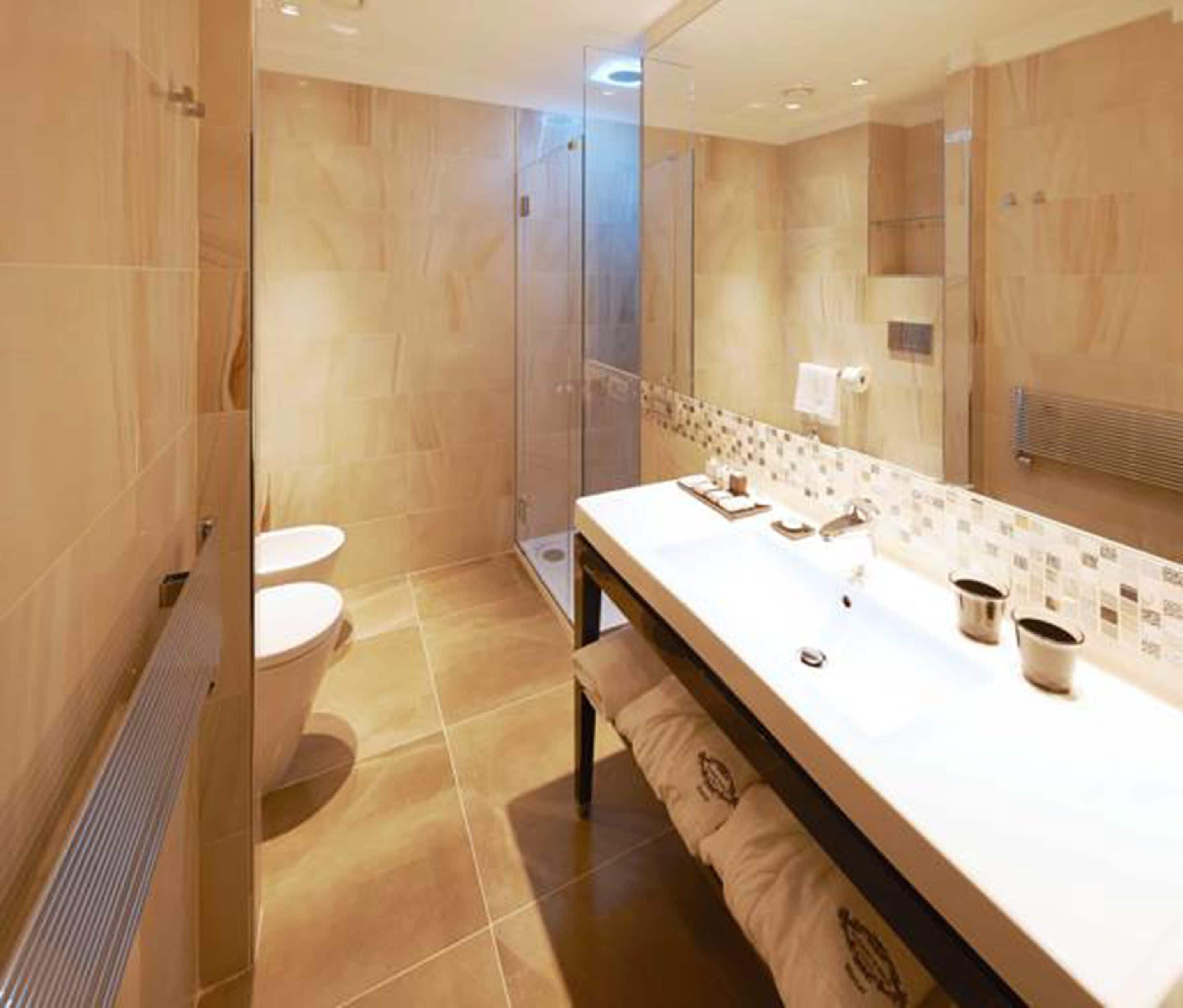 shower, rainfall showerhead, free toiletries, hair dryer