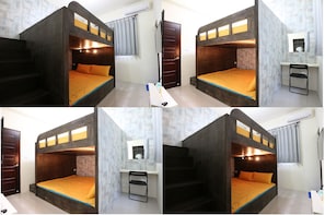 Economy Quadruple Room | Desk, blackout drapes, free WiFi, bed sheets