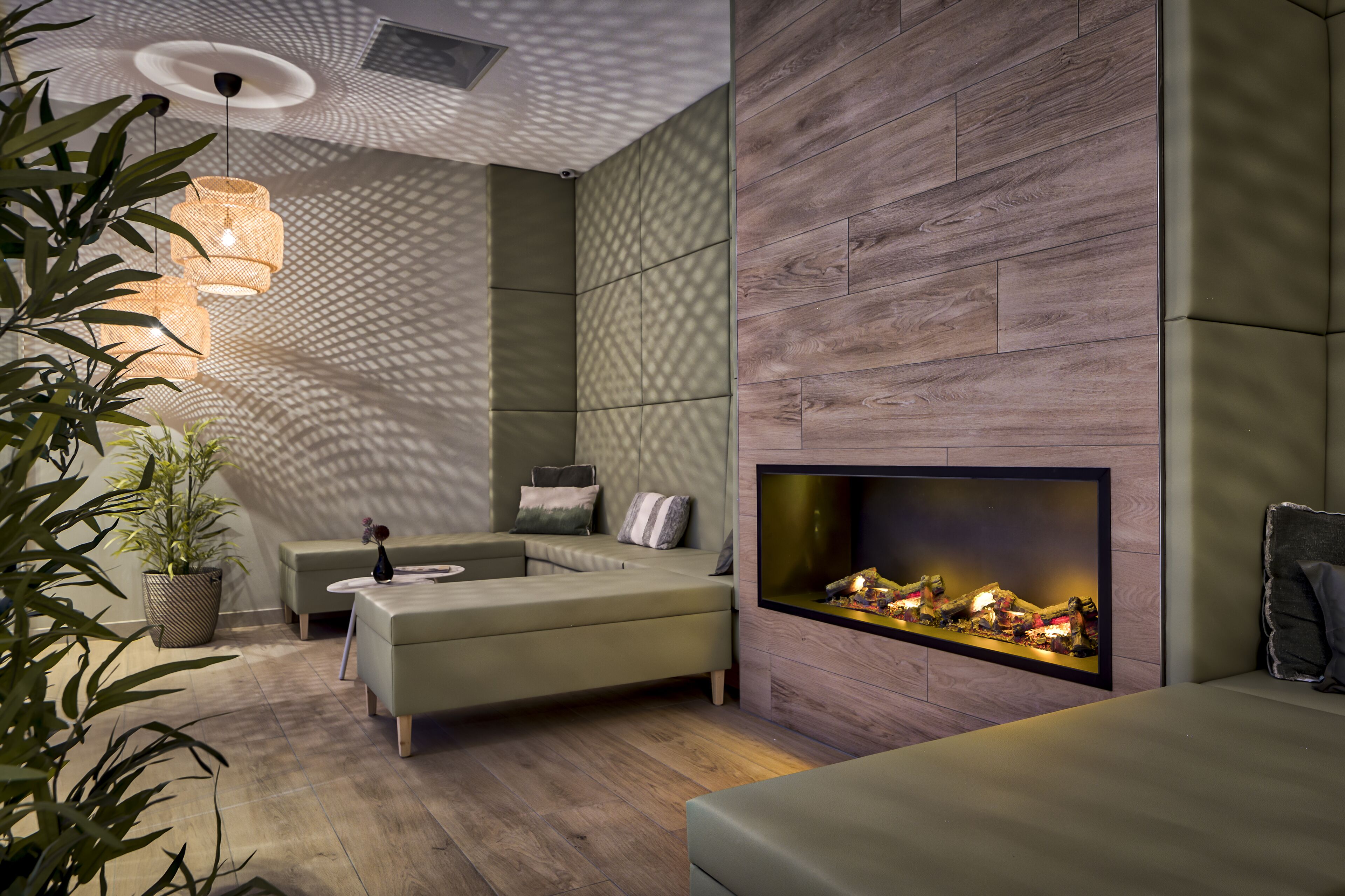 indoor pool, pool loungers