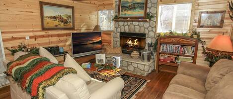 TV, fireplace, DVD player