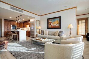 TV, fireplace - HM4B | Luxury Residence | Close to Slopes | Hot Tub | Pool | A/C (Steamboat Springs)