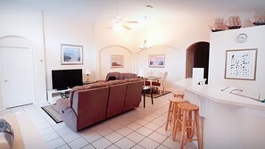 TV, DVD player, stereo