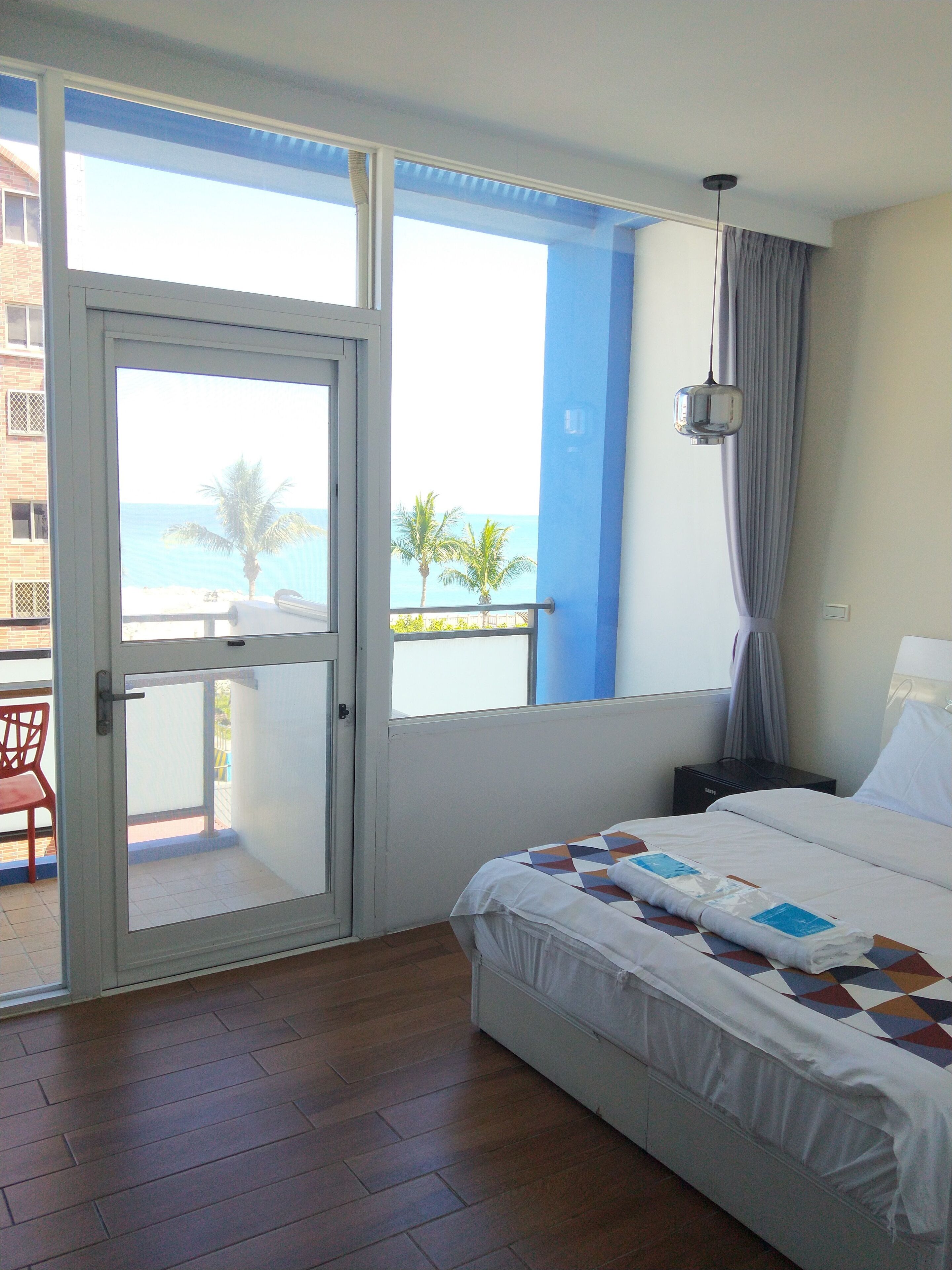 Desk, laptop workspace, blackout curtains, soundproofing