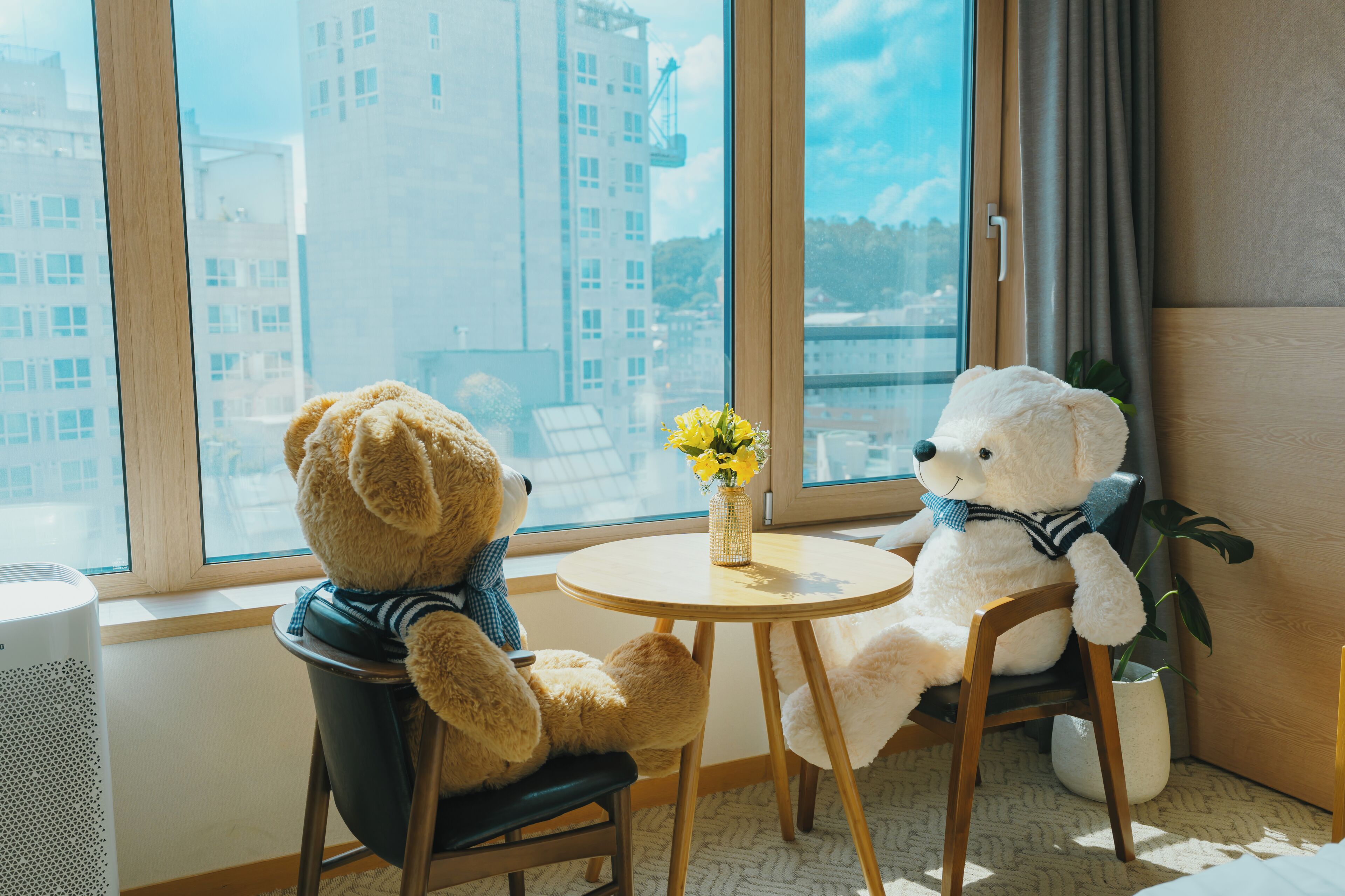 Premium bedding, blackout curtains, soundproofing, iron/ironing board