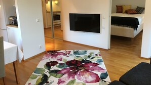 Exclusive-lejlighed - 1 soveværelse - byudsigt - have-område | Opholdsområde