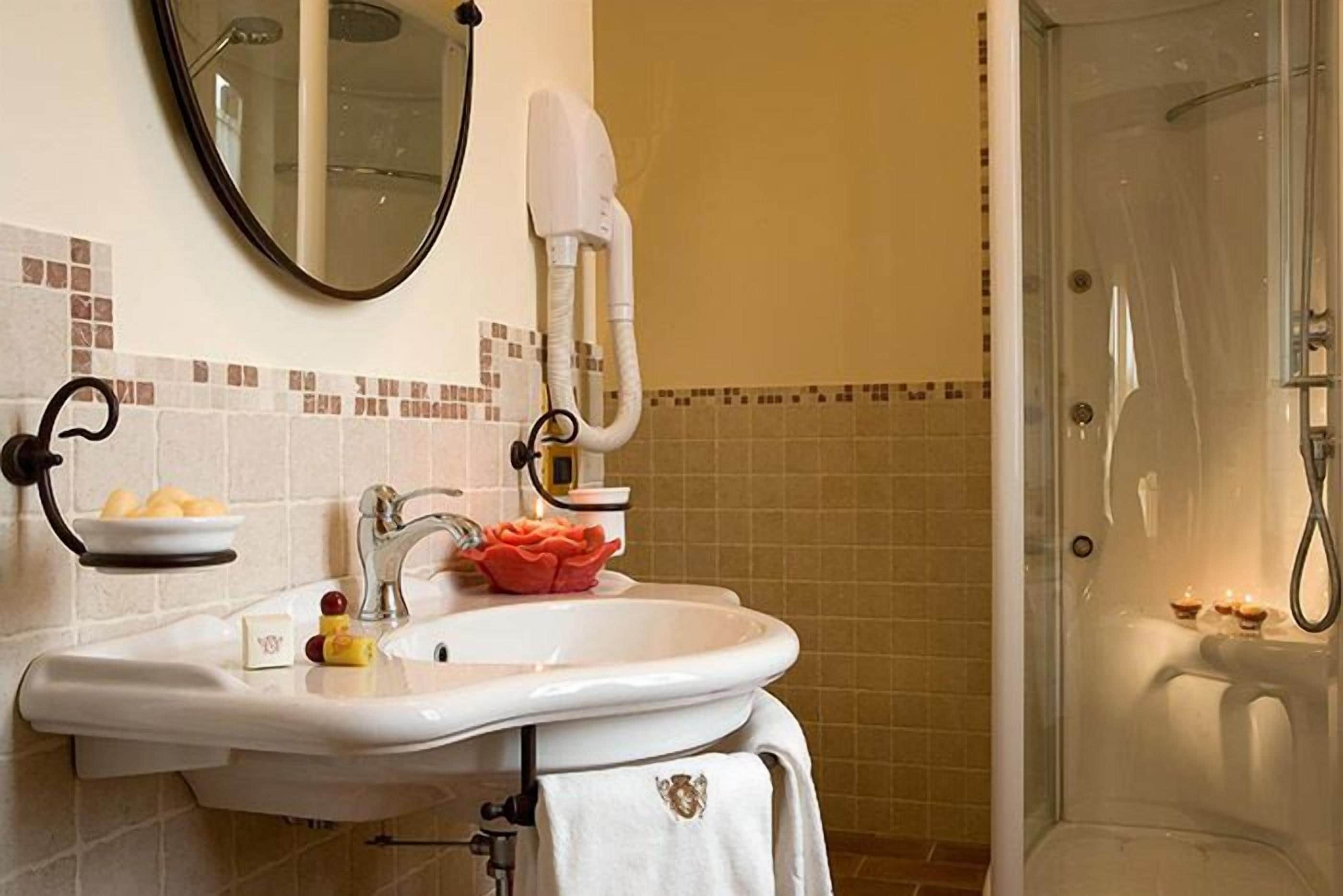 shower, free toiletries, hair dryer, bidet