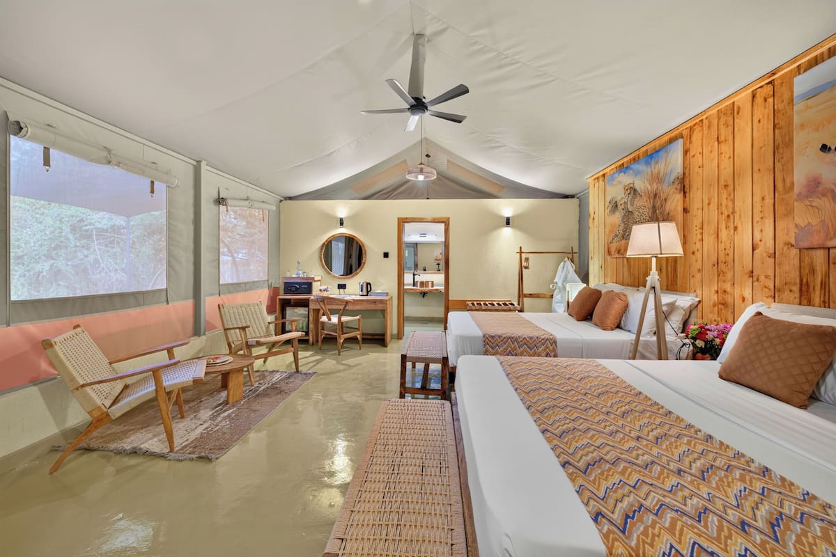 Family Tent, 2 Double Beds, River View