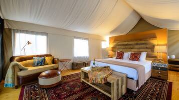 Luxury KING Tent with Full Bathroom | 1 bedroom, premium bedding, pillow-top beds, in-room safe