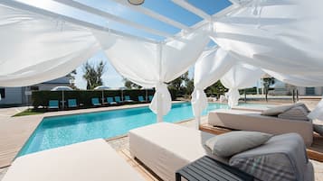 Sæsonbestemt udendørs pool, liggestole