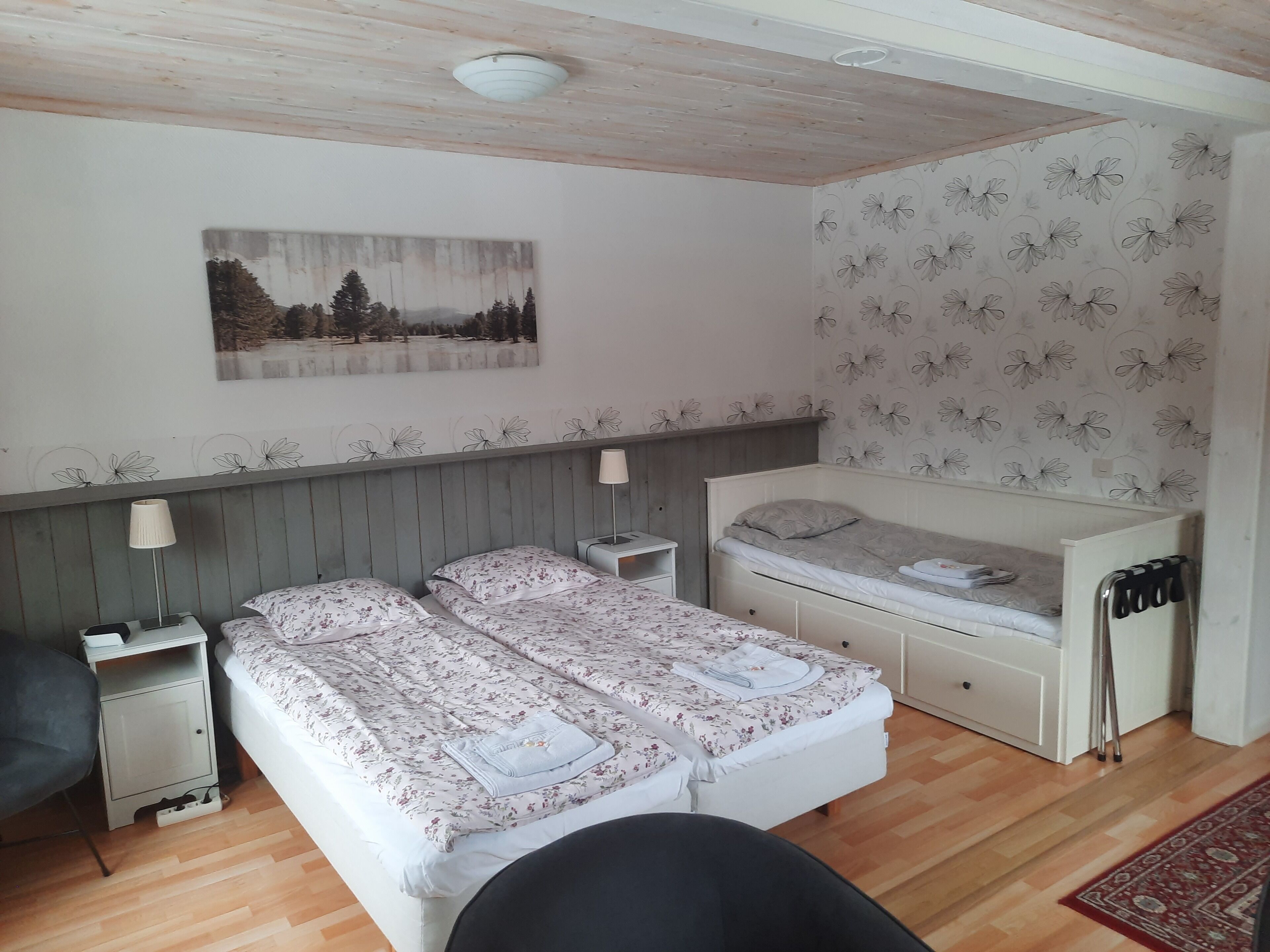 comfort triple room, 3 single beds, ensuite, garden view | 1 bedroom, individually decorated, individually furnished, desk