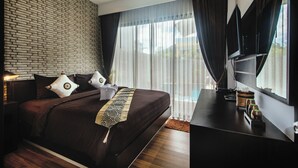 Vila Mewah, 2 kamar tidur, kolam renang pribadi | 1 kamar tidur, seprai katun Mesir, dan seprai premium