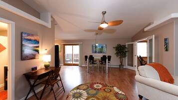 Smart TV, DVD player, books, video library